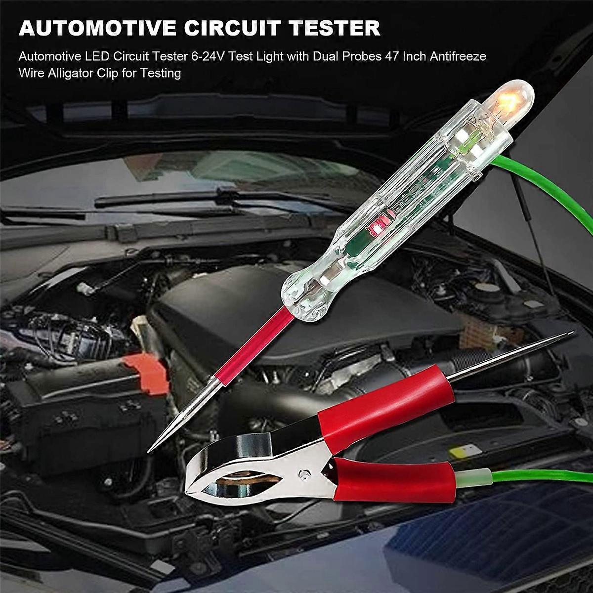 Automotive LED Circuit Tester 6-24V Test Light with Dual Probes