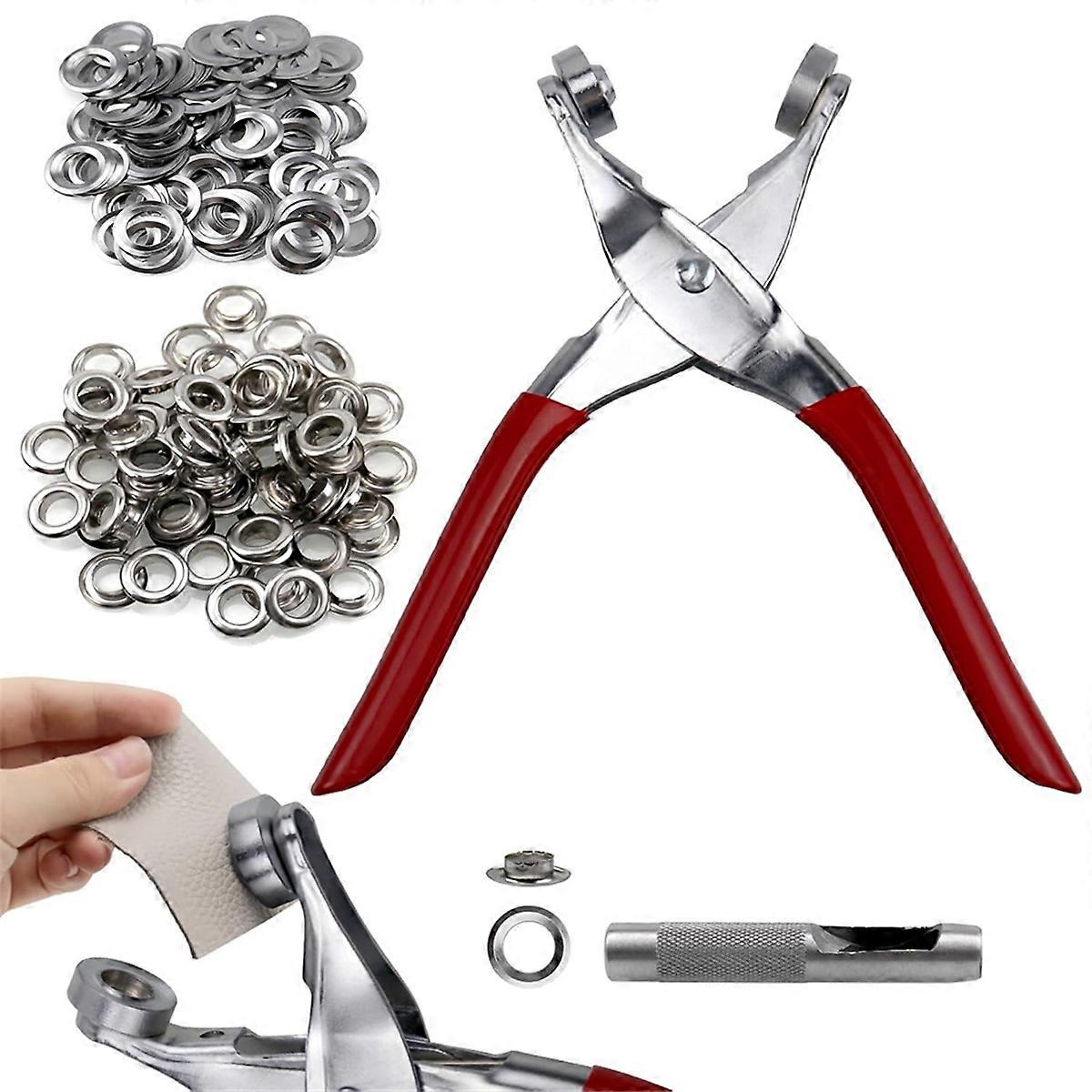 1/2 Inch Grommet Tool Kit with 200 Silver Metal Eyelets