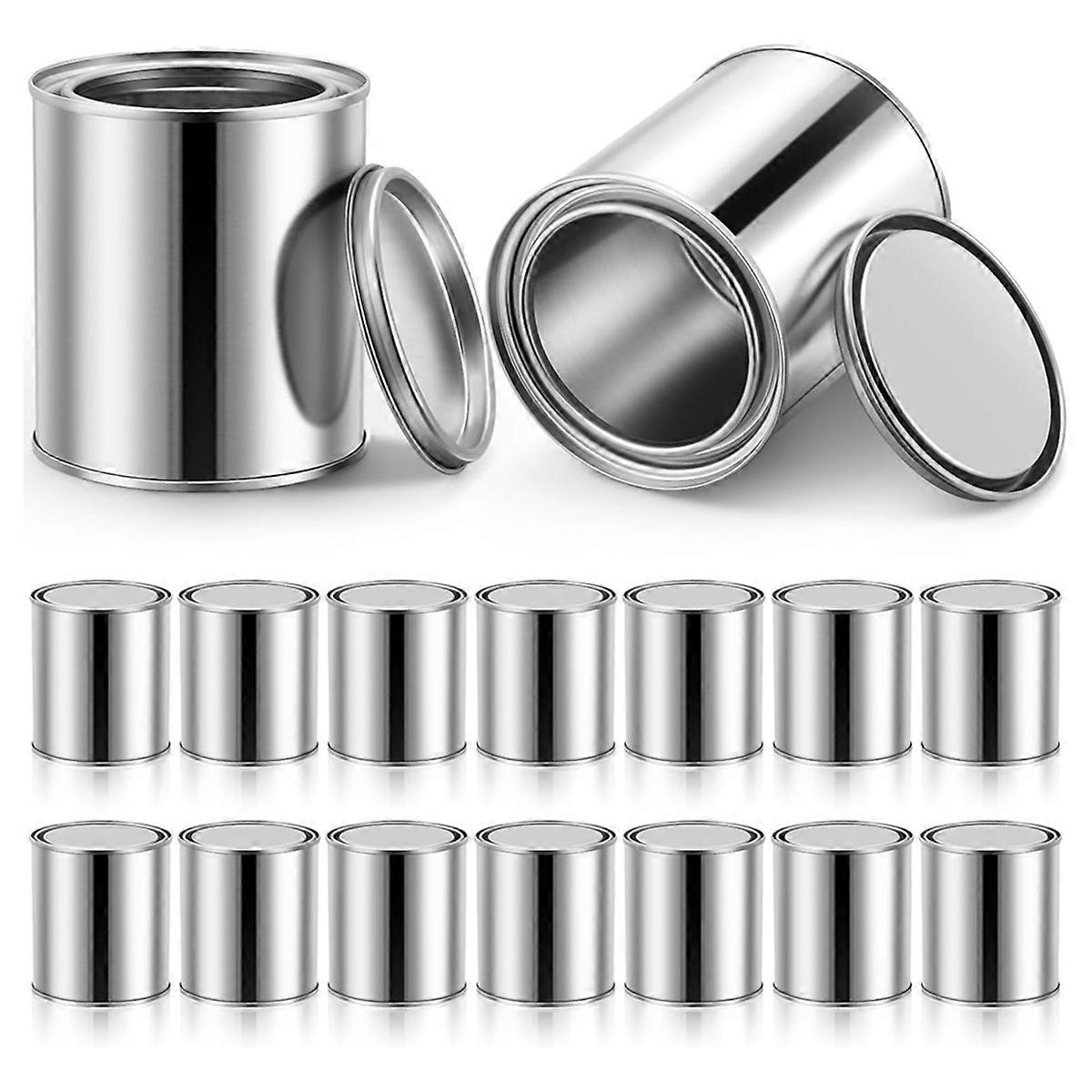 16 Pack Unlined Can 0.84 Pint Empty Metal Paint Cans with Lids Small