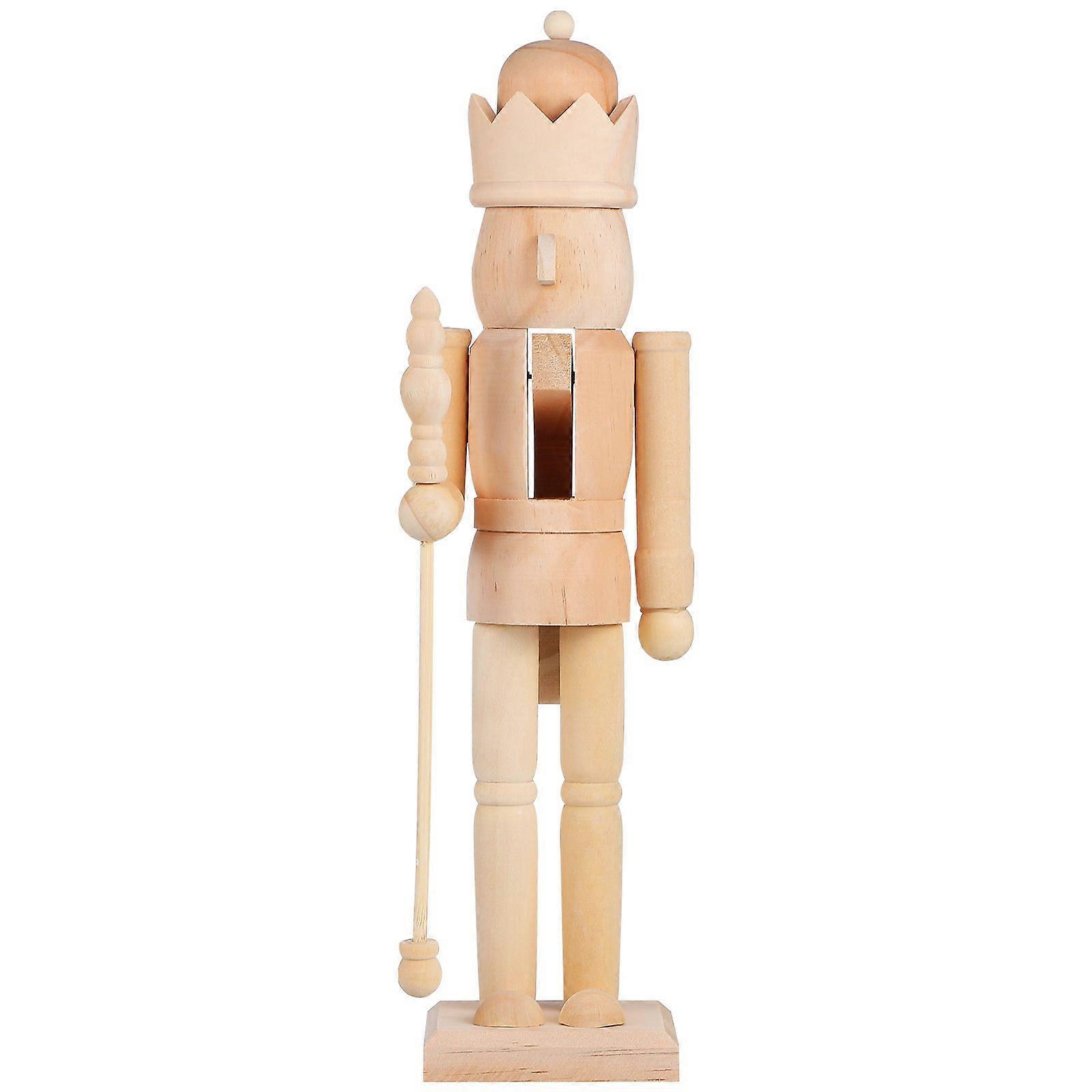 Blank Unfinished Nutcracker Craft Decorative Graffiti Nutcracker Statue DIY Nutcracker Ornament
