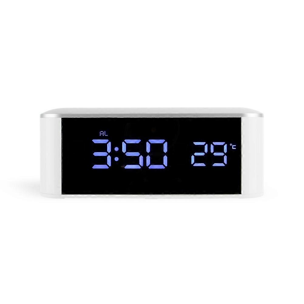 LED Alarm Clock Thermometer Digital Wall Clock,Blue Words