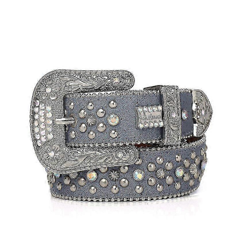 2022 New Rhinestone Belt For Women ,western Cowgirl Bling Studded Leather Belt