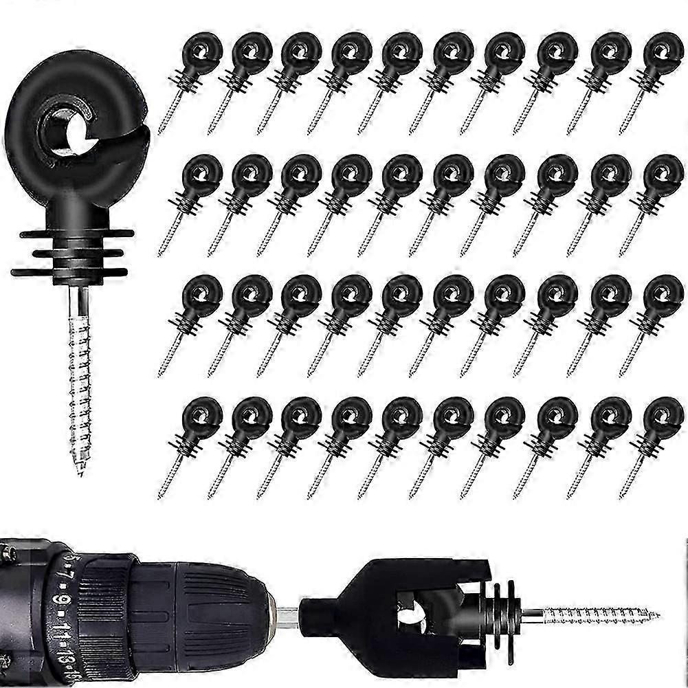 40Pcs Electric Fence Insulators Screw,Electric Fence Ring Insulator Tape Screw Wood Post Insulators