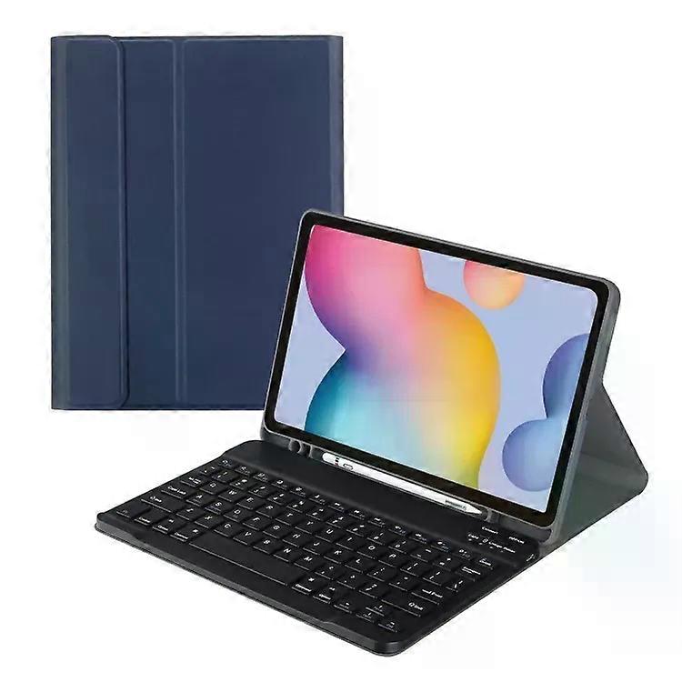 A7 Bluetooth Keyboard Leather Case with Pen Slot for Samsung Galaxy Tab 10.4 Dark Blue