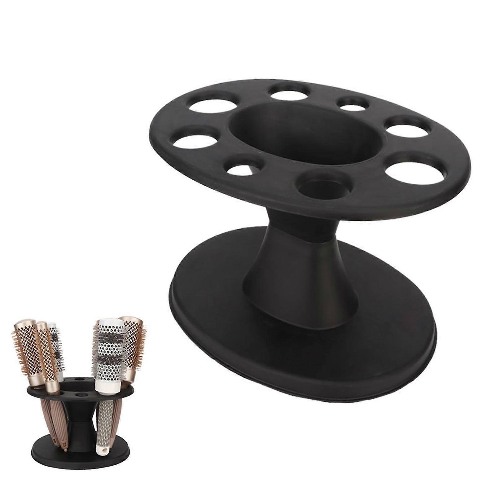 Plastic Round Hair Brush Holder Display Rack Stand Black Organizer