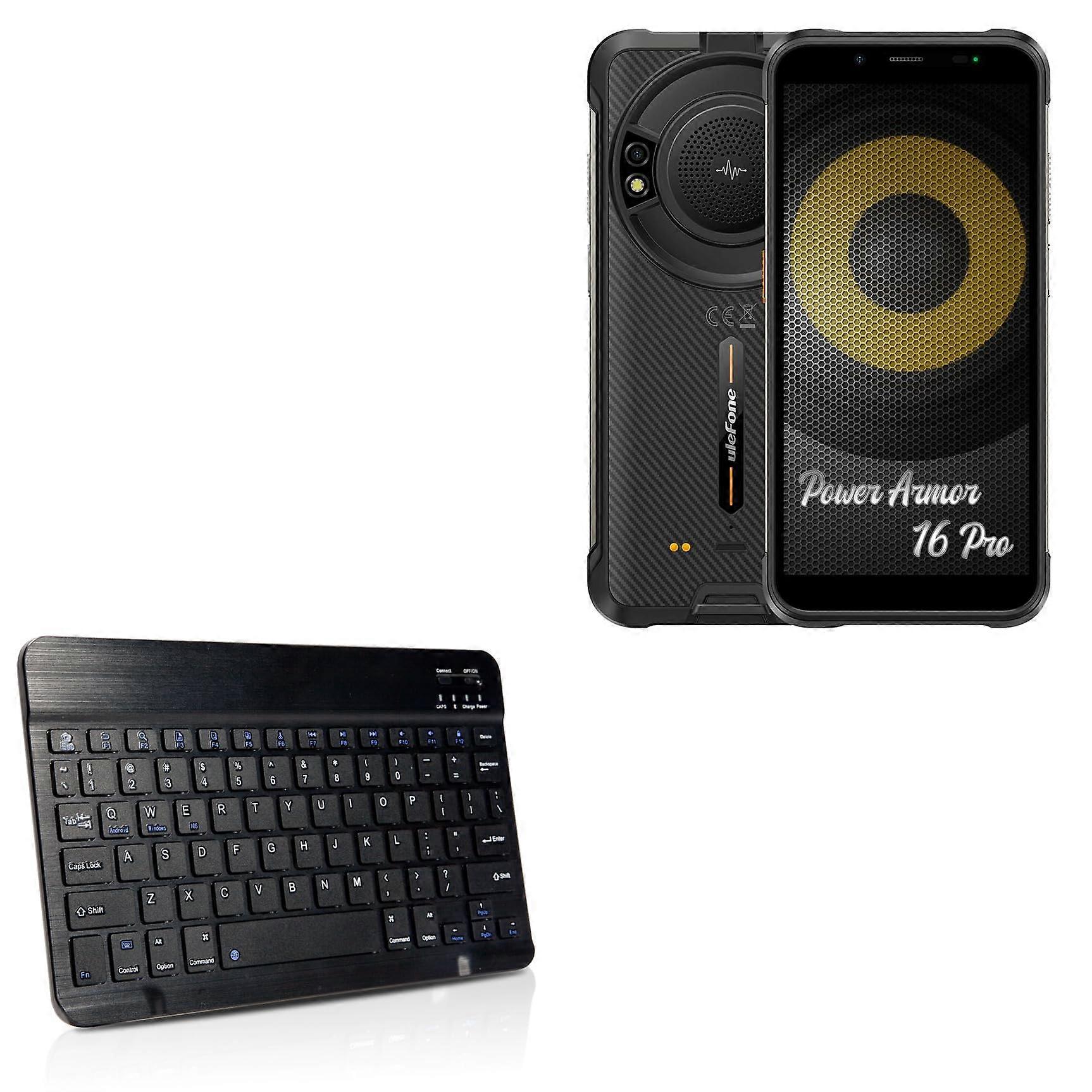 Keyboard Compatible with Ulefone Power Armor 16 Pro - Bluetooth Chiclet Keyboard, Thin Design, Jet Black Color
