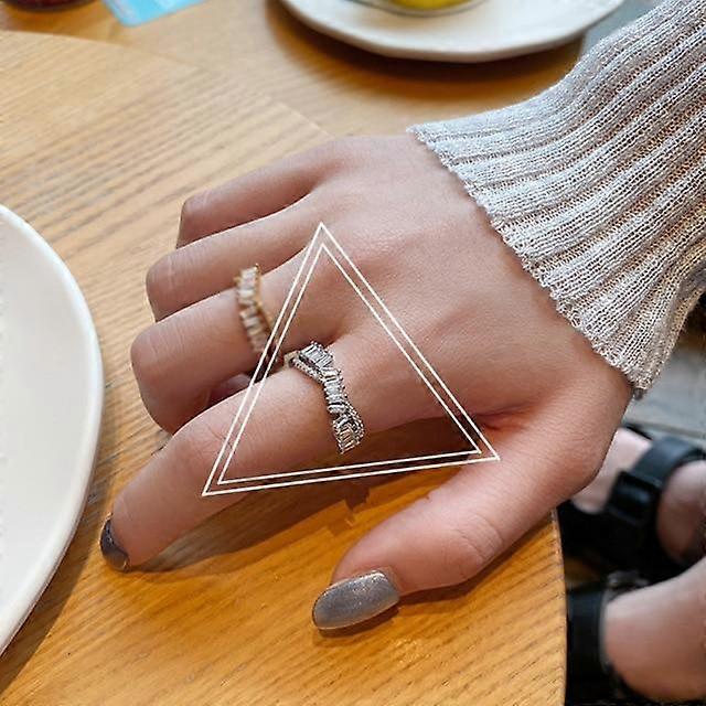 925 Sterling Silver Irregular Zircon Cross Open Ring For Women Vintage Personal Europe Accessories