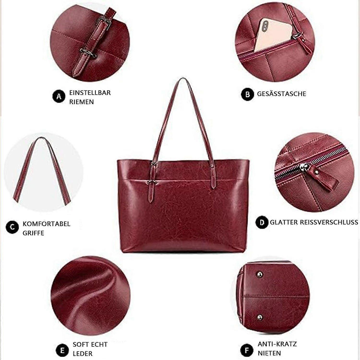Women's shoulder bag Handle bag Briefcase Bordeaux red chic stylish elegant versatile