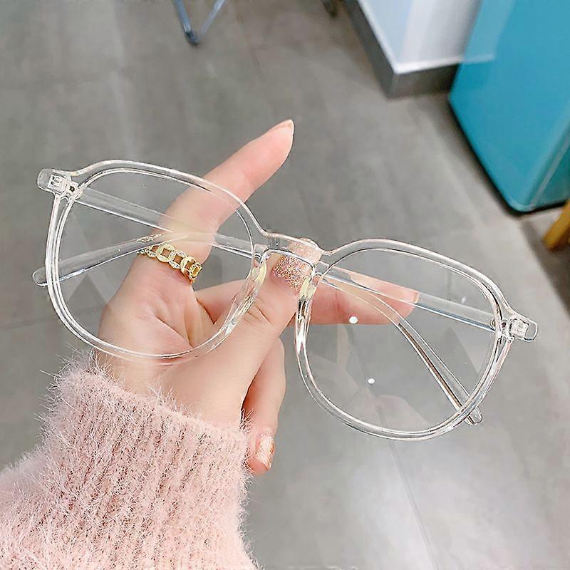 New Anti-blue Light Glasses Men's and Women's Flat Mirror Korean Version Fashion Retro Plain Face Big Frame Thin Glasses Frame