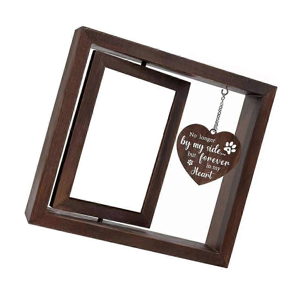 Pet Bereavement Photo Frame 4x6'' Rotatable Wood Photo Display for Lost Pet