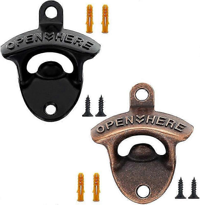 2つのビール瓶の栓抜き鋳鉄の壁に取り付けられた栓抜きのセット(ネジ付き)-