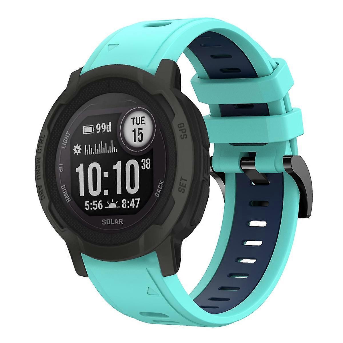 Para correa de reloj de silicona deportiva bicolor Garmin Instinct 2 de 22 mm