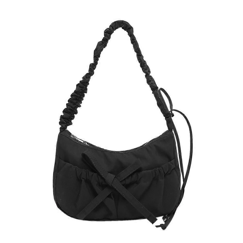 Women Single Shoulder Underarm Bag with Ruched Drawstring Strap Bow