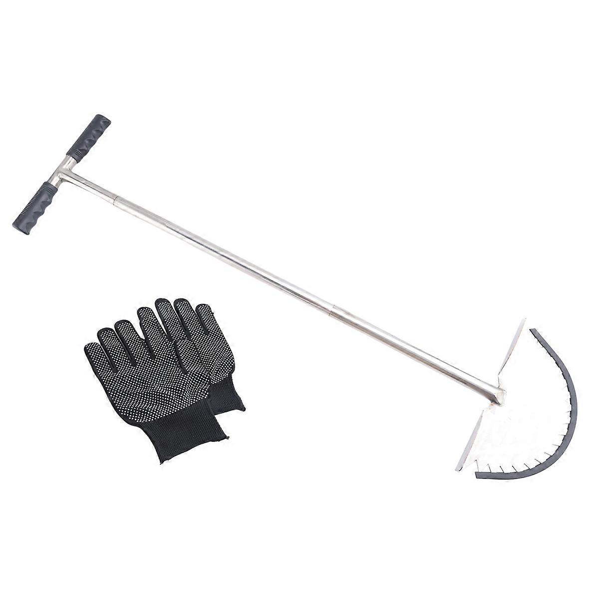 Garden Trimming Scraper Half Moon Shape T-Grip with Handle Lawn Edger