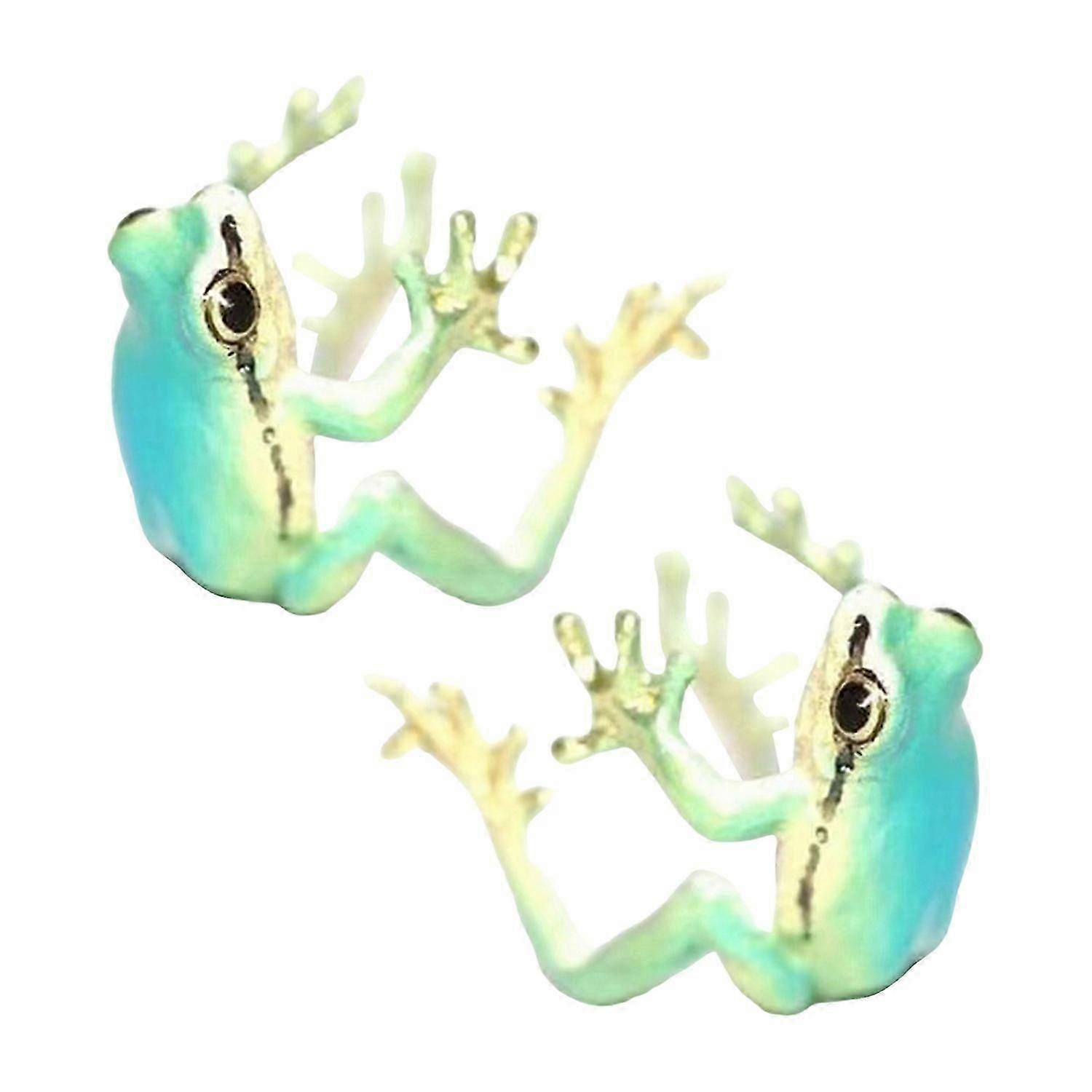 1 Pair Tree Frog Ear Clips Realistic Animal Shape Electroplated Polished Ani-slip Non-pierced Alloy