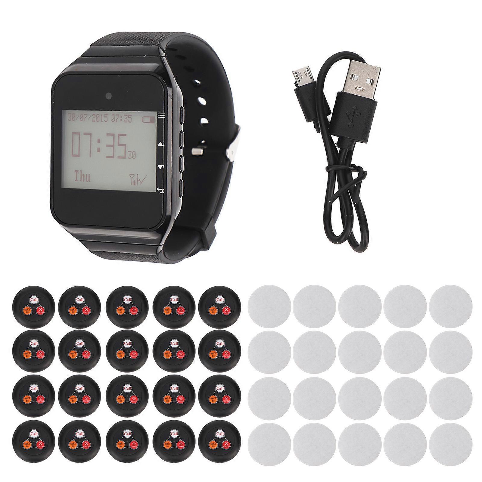 Watch Pager 20 Call Buttons LCD Display Rechargeable Wireless Watch Calling System Caregiver Pager
