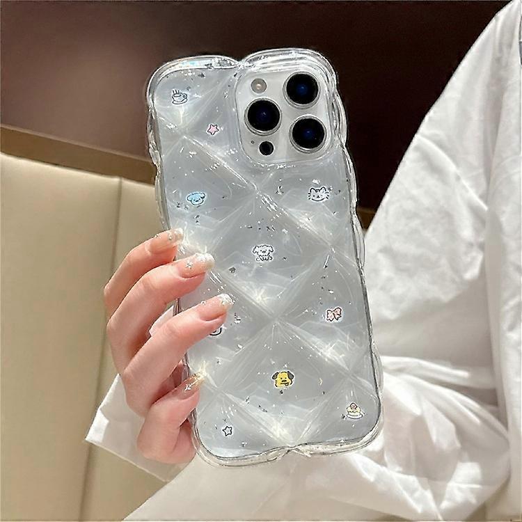 Compatible For iPhone 16 Pro Max Case Creative Rhombus Cat Dog Pattern TPU Phone Cover