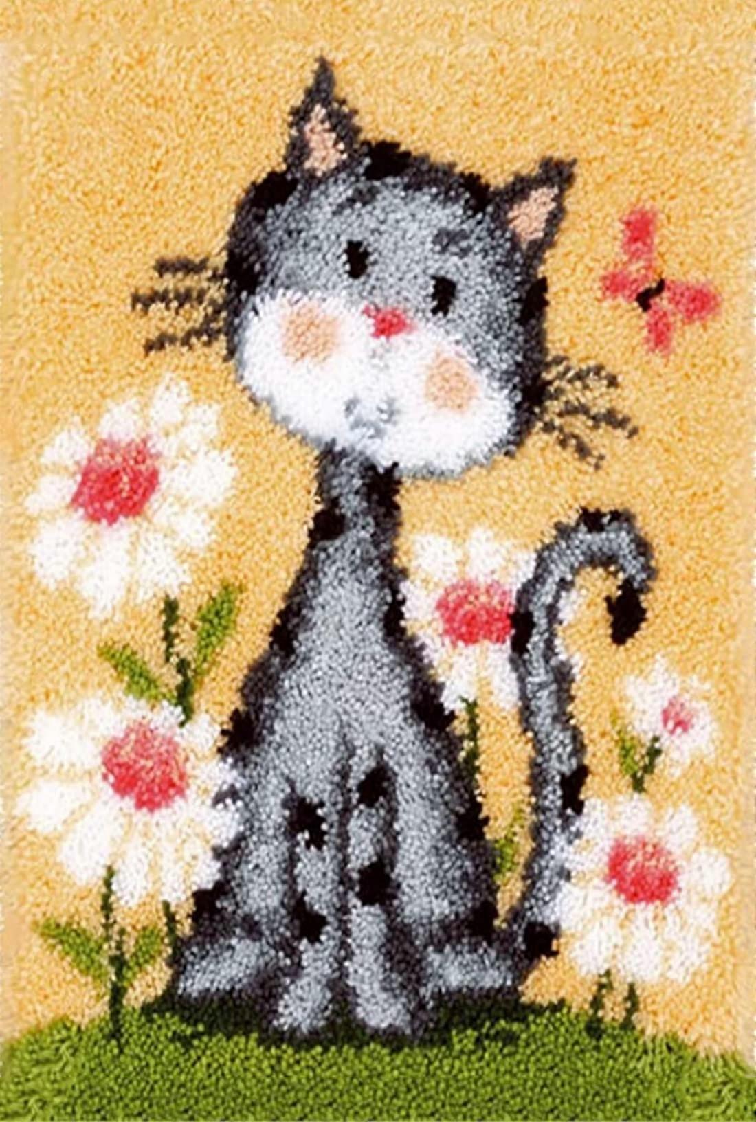 Latch Hook Kits for Beginners Adults Kids - 20x15in Wall Hanging Embroidery Rug with Pre-Cut Yarn and Easy Patterns