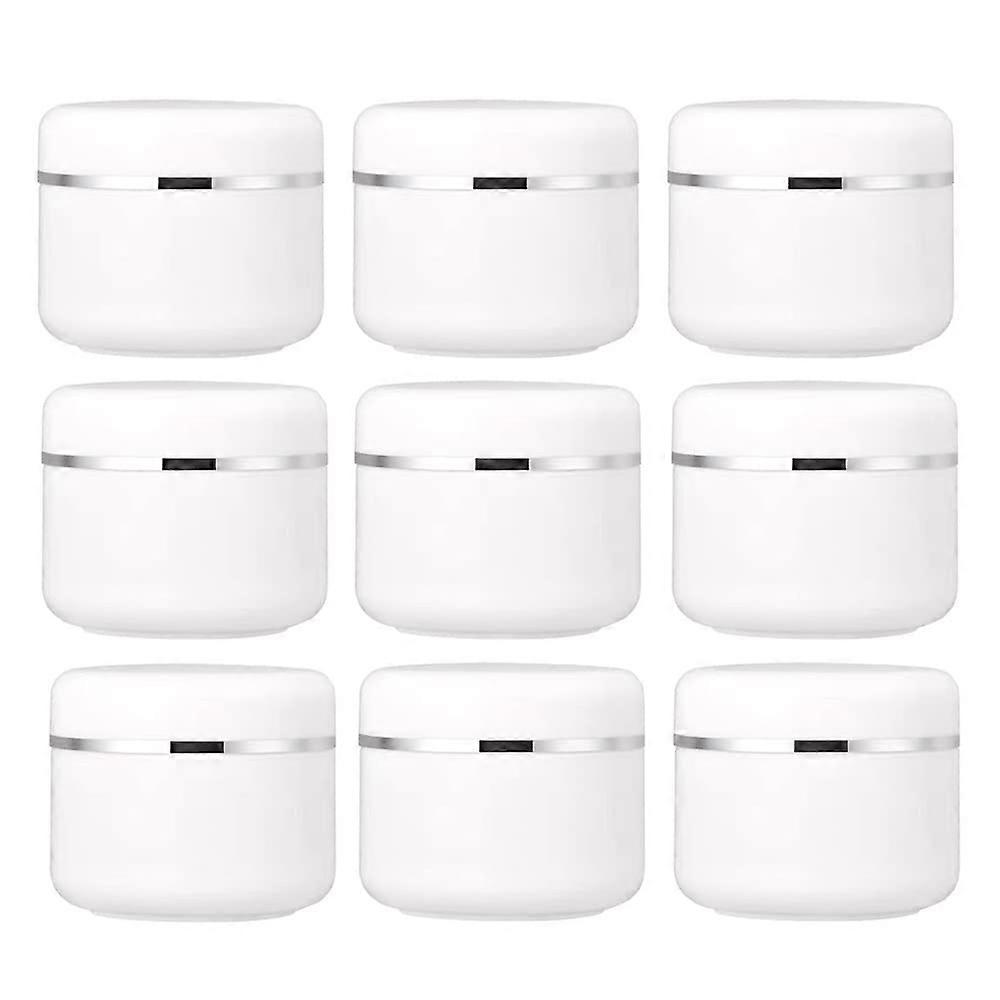 50ml Empty White Silver Edge Plastic Jar with Screw Lid and PP Liner (Pack of 20)