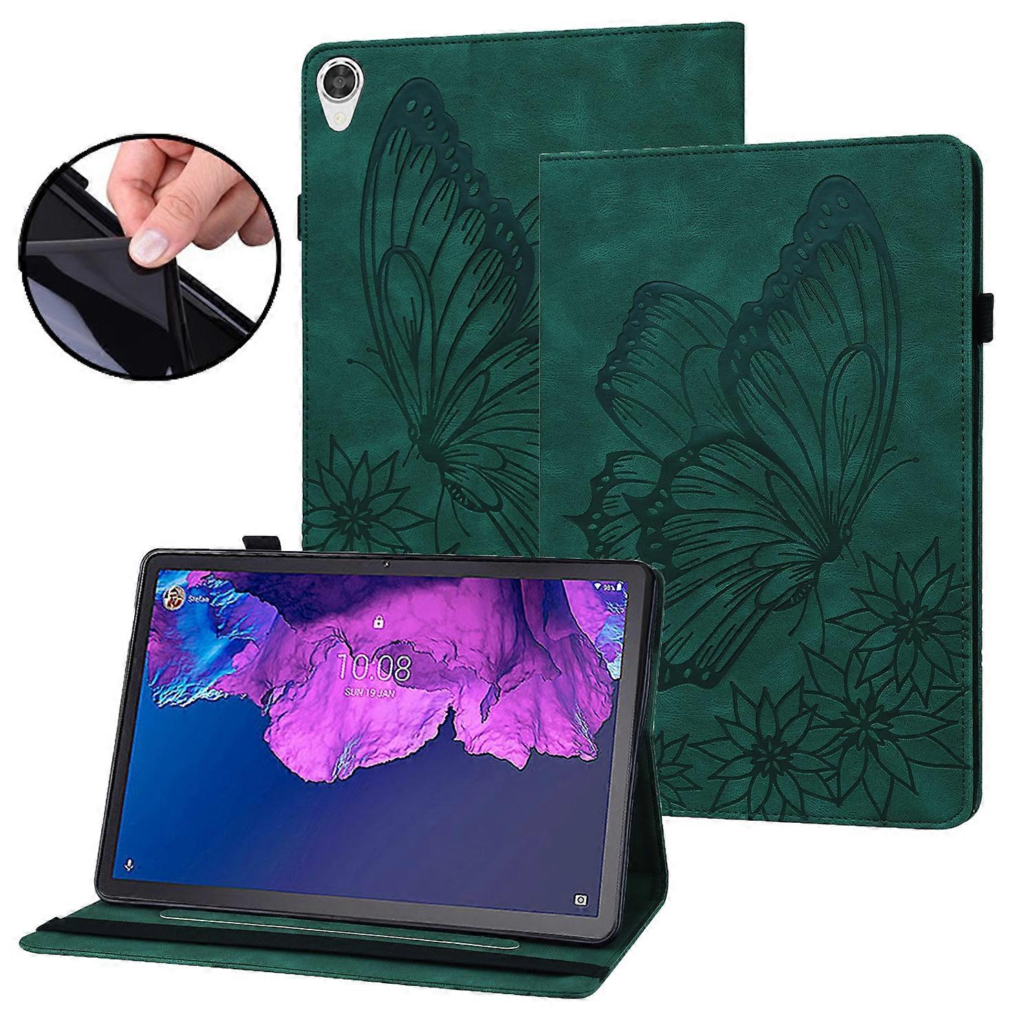 For Lenovo Tab P11 Big Butterfly Embossed Leather Tablet Case