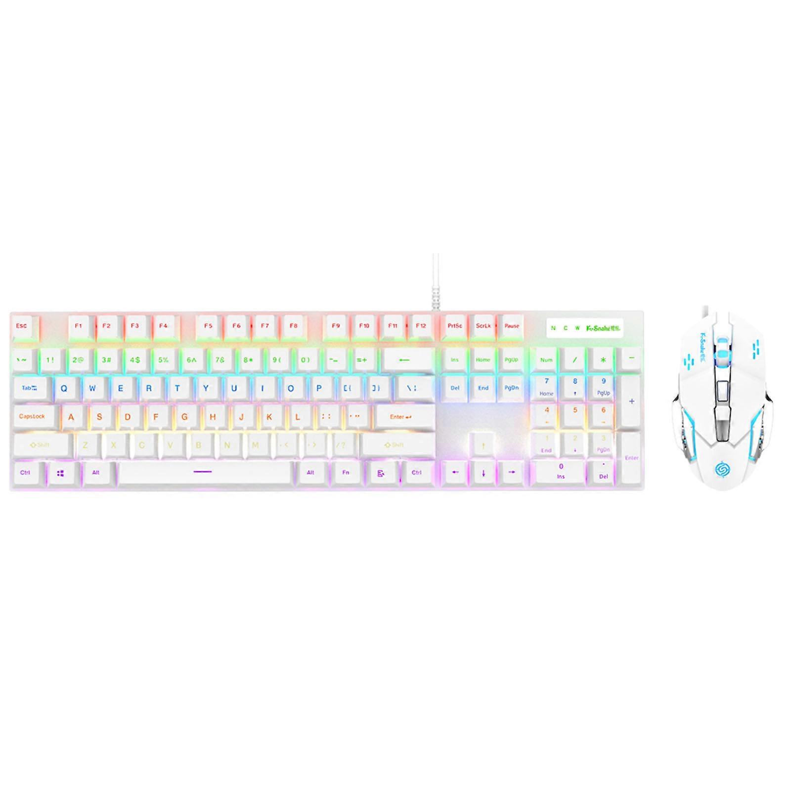 KM600 Gaming Keyboard Set Mechanical Keypad Mouse RGB LED Backlit Gamer Keyboard USB Wired for PC Laptop Computer  White