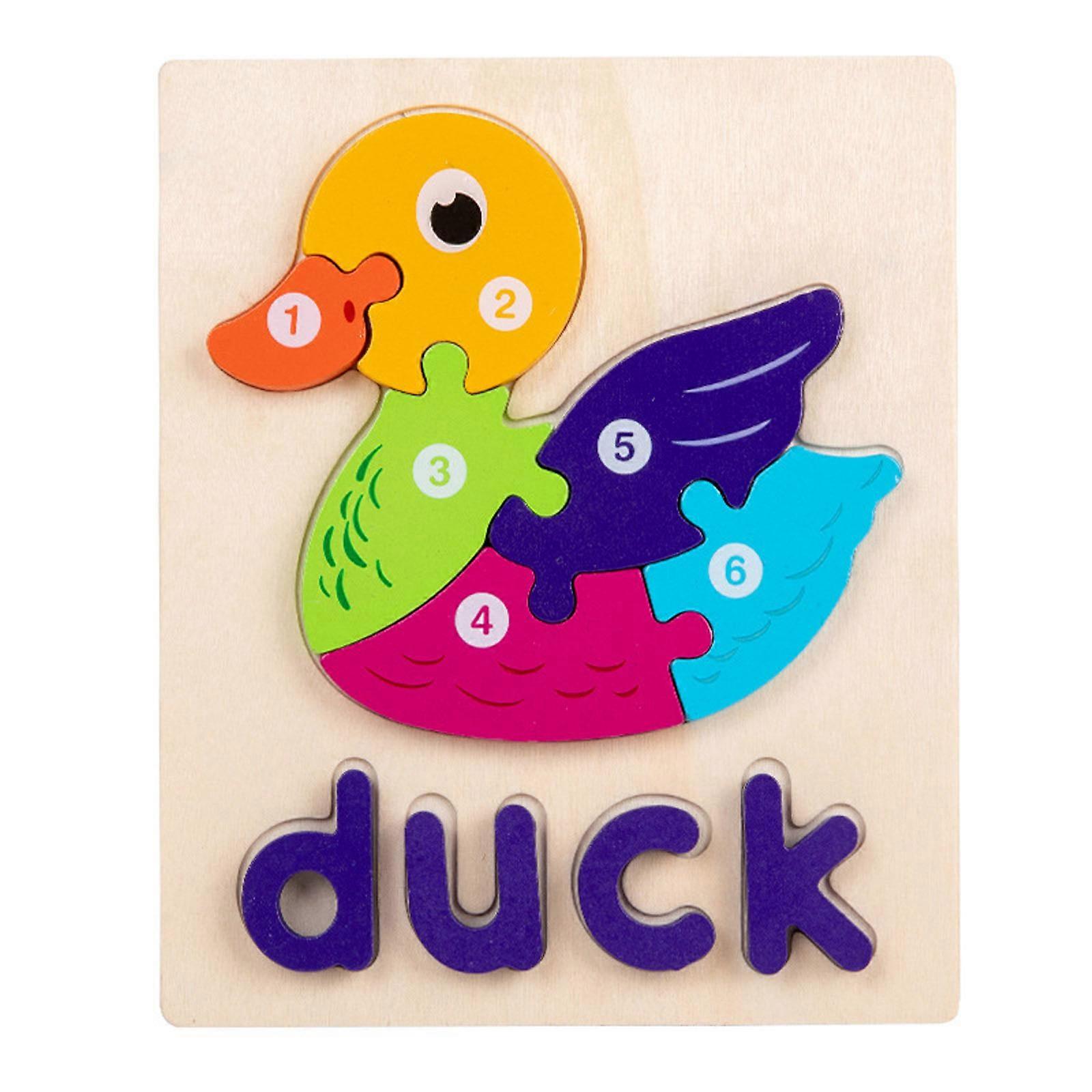 Pegged Puzzle Animal Wooden Puzzle Toy for Children 2 3 4 Learning Jigsaw Easy Brain Game Learning Toy for Toddlers
