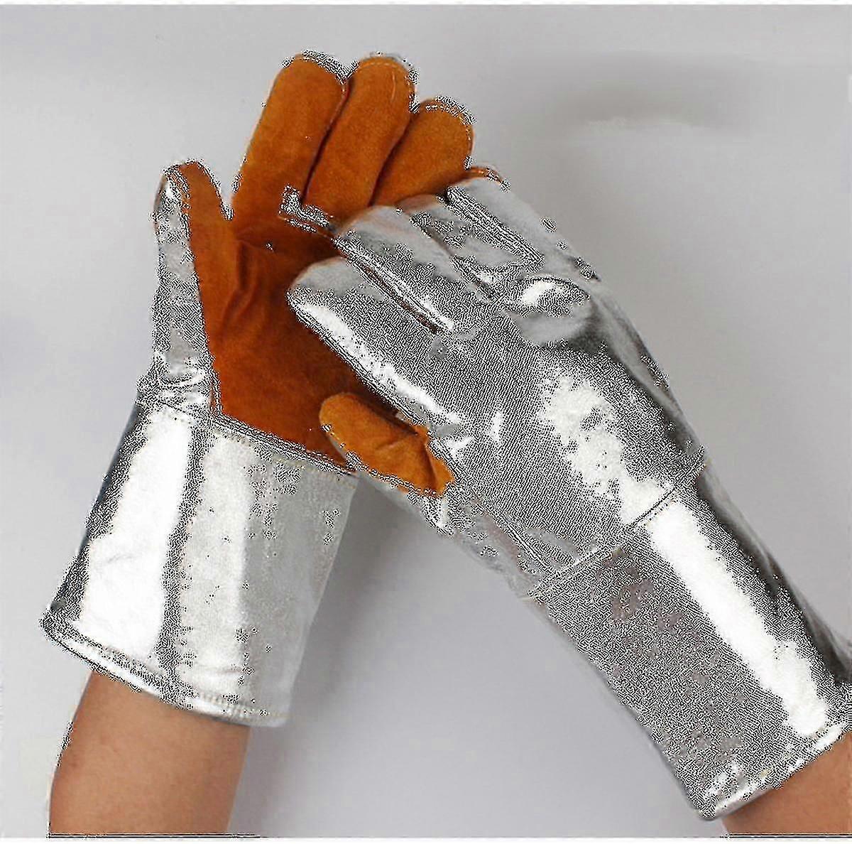 כפפות עמידות בטמפרטורה גבוהה 1000 מעלות חסינות אש נגד צריבת חום בידוד אלומיניום נמס רדיד אלומיניום תנור חמש אצבעות תנור מיקרוגל