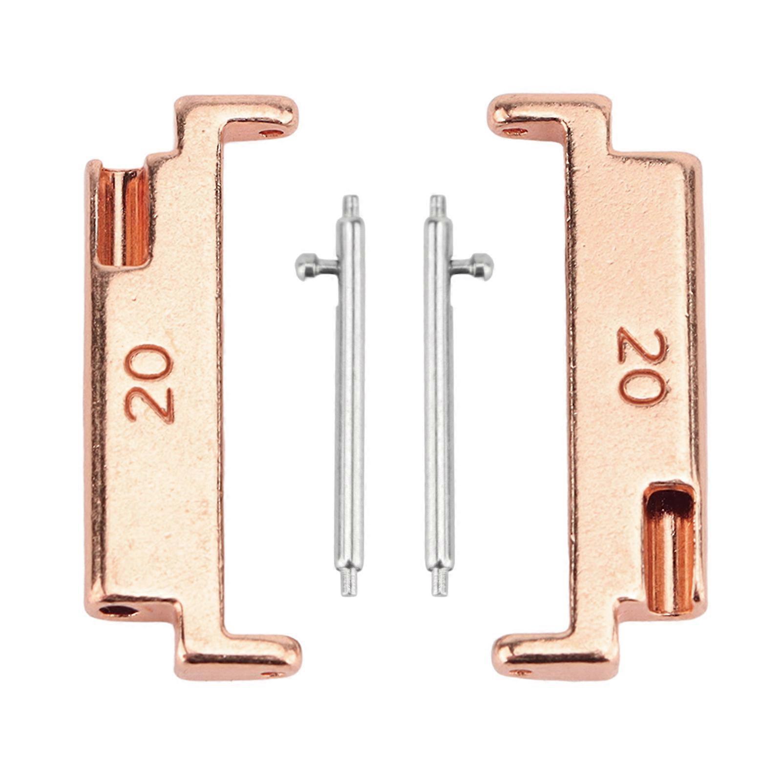 1 Pair Metal Watch Band Adapter 20 To 22mm Watch Strap Connection Adapter with Spring Bars Rose Gold A Pair