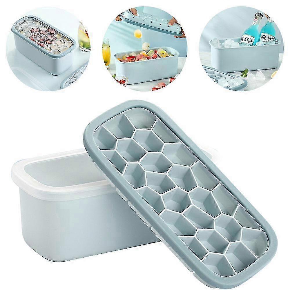 Creative Silicone Ice Cube Maker Tray with Lid for Bar and Kitchen - Square Cubic Storage Set Suitable for Various Brands - Ksize