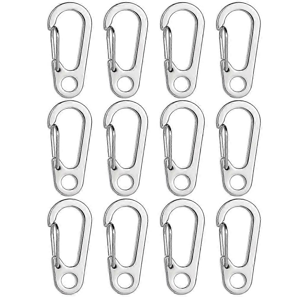 12pcs Mini D Shaped Key Holder Clips, Durable Alloy Key Ring for Belt Loop, Easy Insertion with Enlarged Opening, Stylish Silver Design