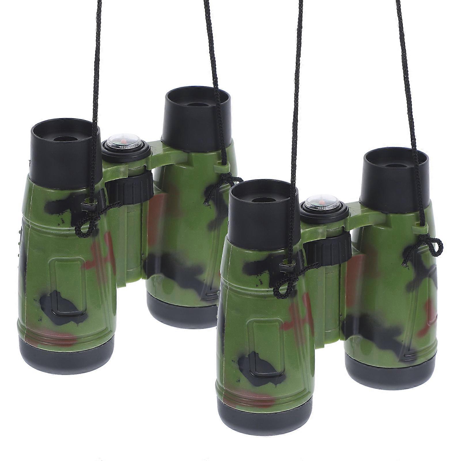 2pcs Portable Outdoor Binocular Telescope Camouflage Design for Kids Exploration Sightseeing Wear Resistant Educational Toy with Vision