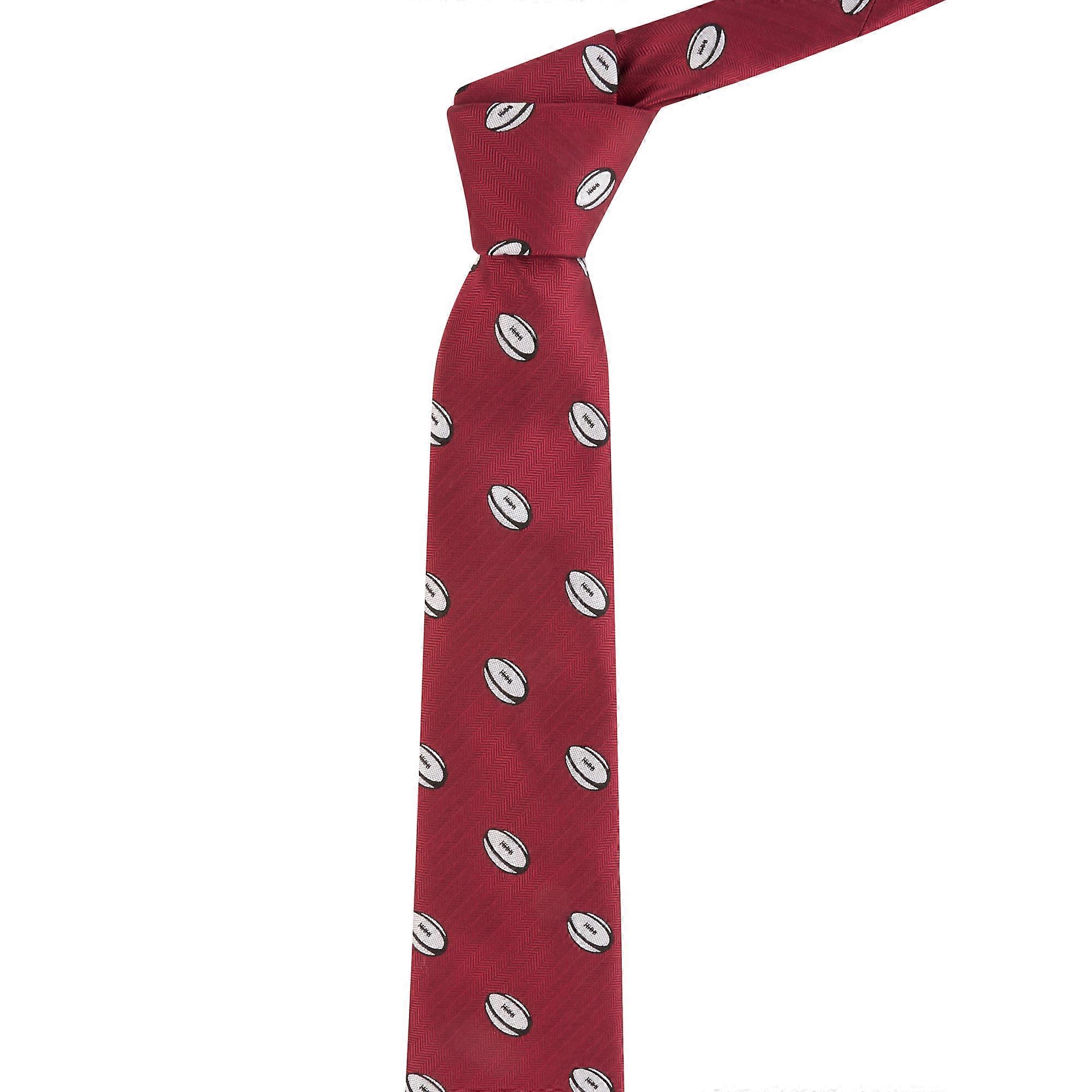 Burgundy Red Rugby Ball Herringbone Tie