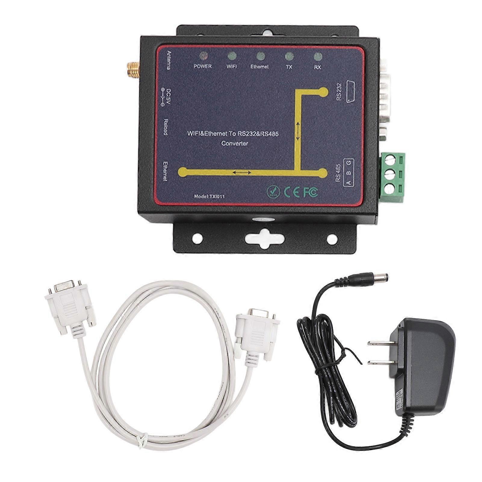 RJ45 Ethernet WiFi to RS232 RS485 Duplex Transmission Serial Device Server Converter US Plug