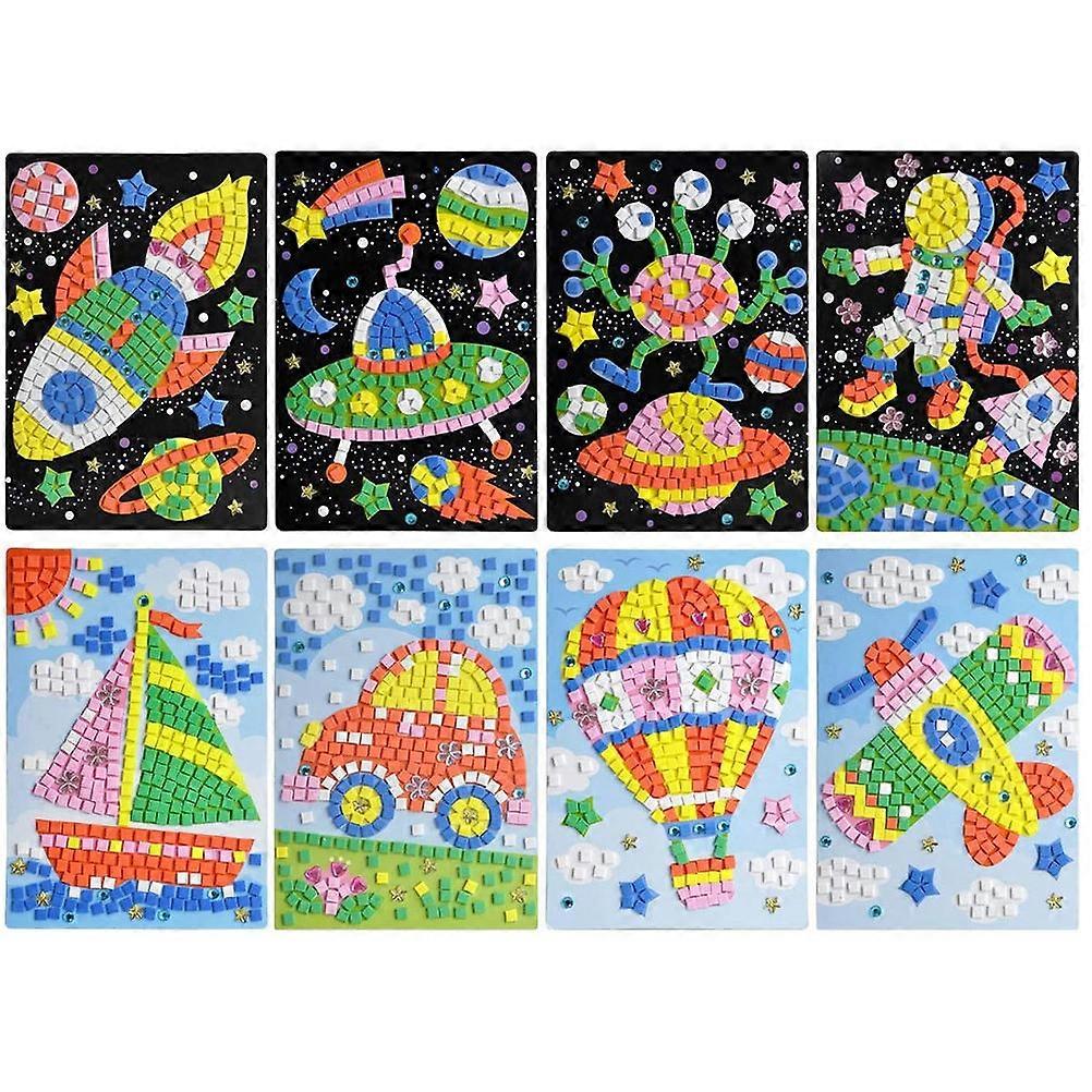 4pcs DIY Mosaic Sticker Kit for Crafting – Astronaut, Spaceship, & UFO Art Project Supplies for Creative Learning