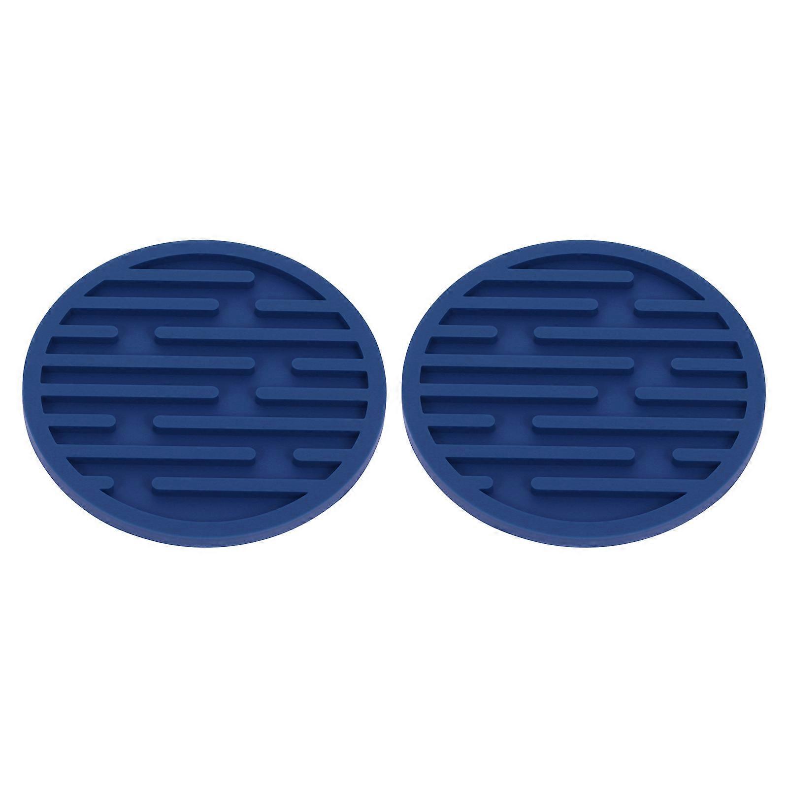 Thickened Cup Mats Silicone Pads for Home Use Blue 10X10X0.5CM Anti-slip 2Pcs
