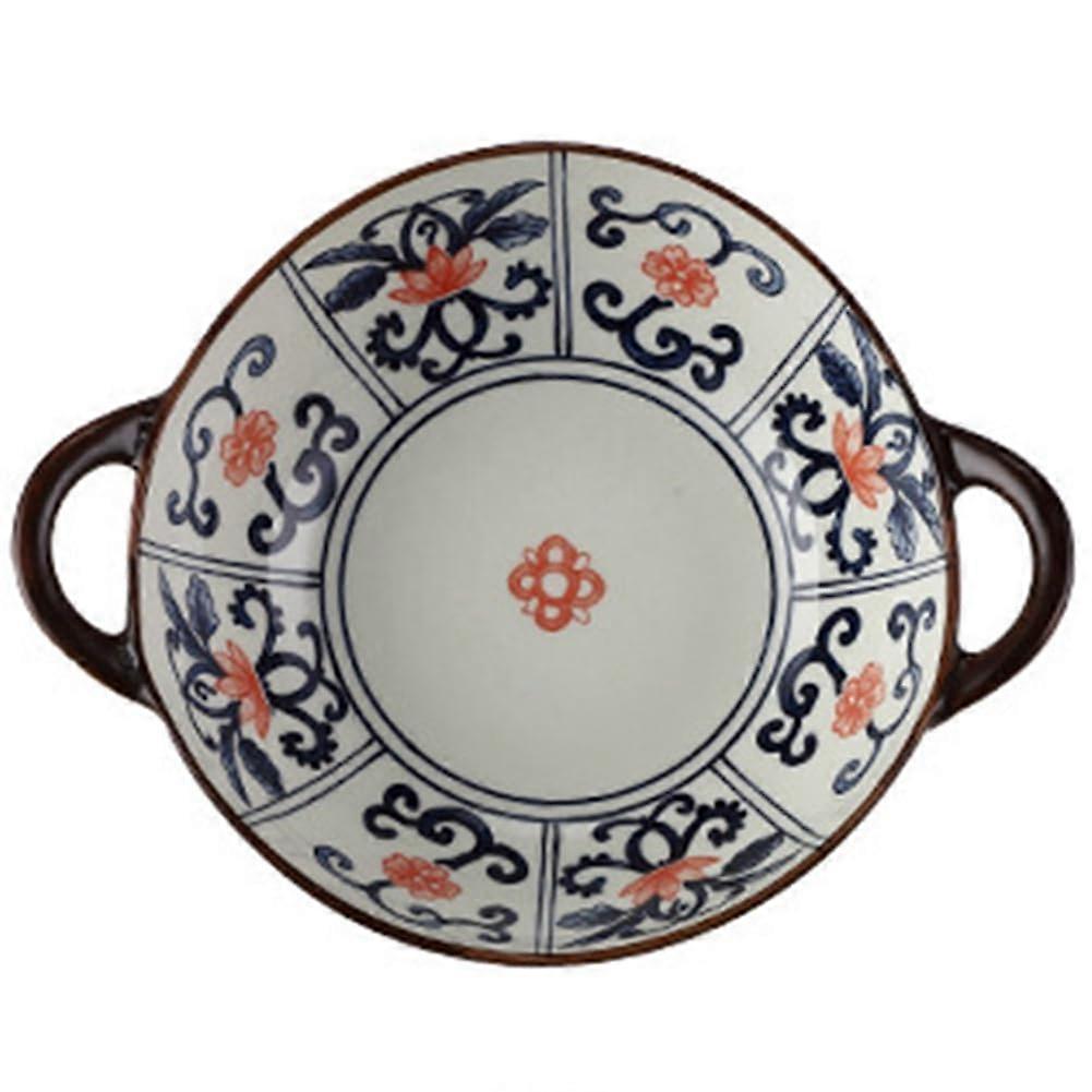 Ceramic Salad Noodle Grill Plate, Irregular Shaped Household Serving Dish, Durable Kitchen Tableware, 10-Inch Size