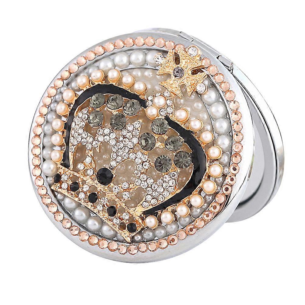 Magnifying Makeup Mirror Folding Crown Pattern for Makeup 1Pcs