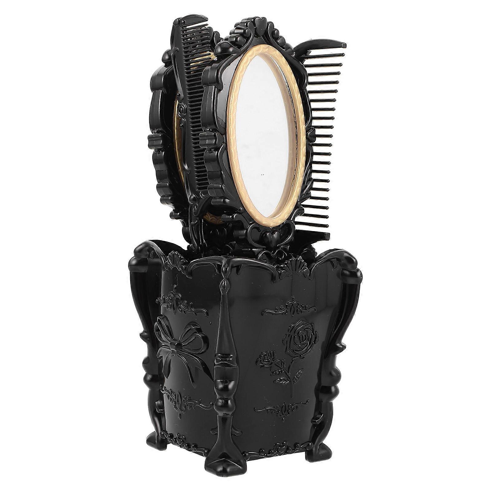 Hair Grooming Vintage Handheld Mirror And Brush Set Rectangular 1Set