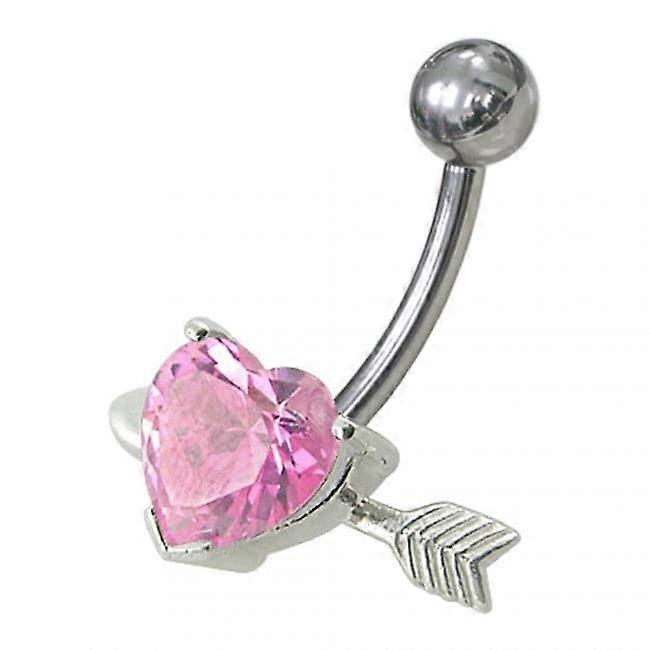 Fancy Heart With Arrow Jeweled Non-moving Belly Ring