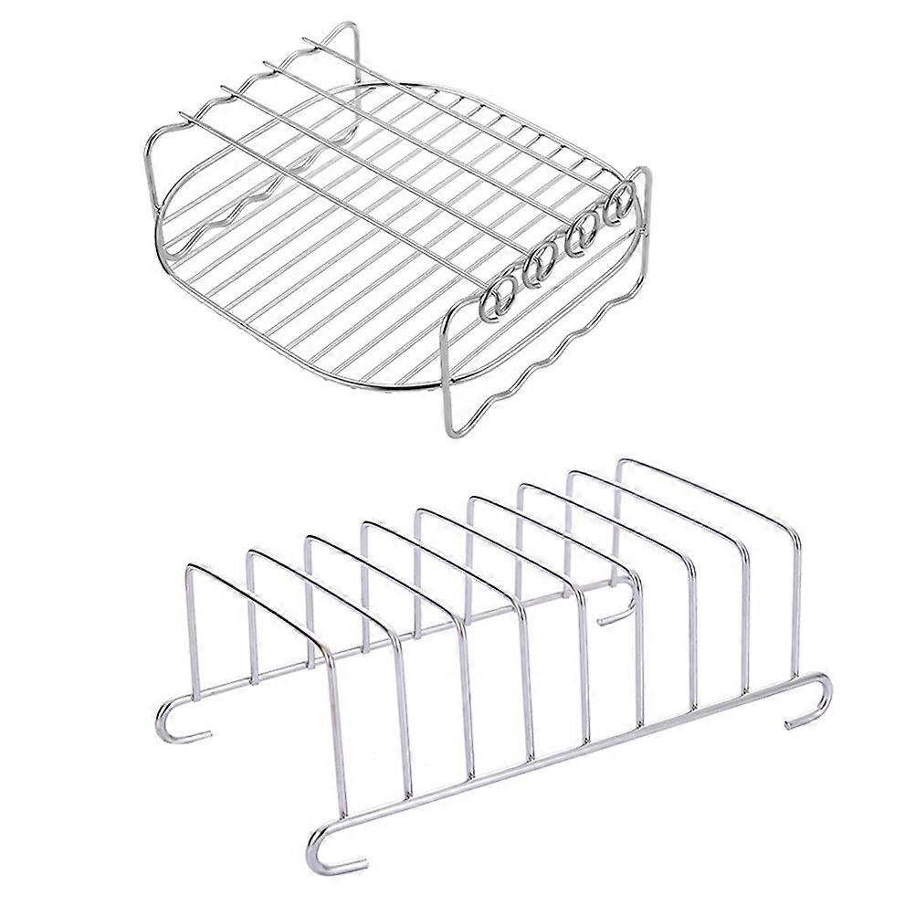 Air Fryer Accessories Stainless Steel Toast and Skewer Rack for Home Use Heat Resistant and Easy to Clean 2pcs Set