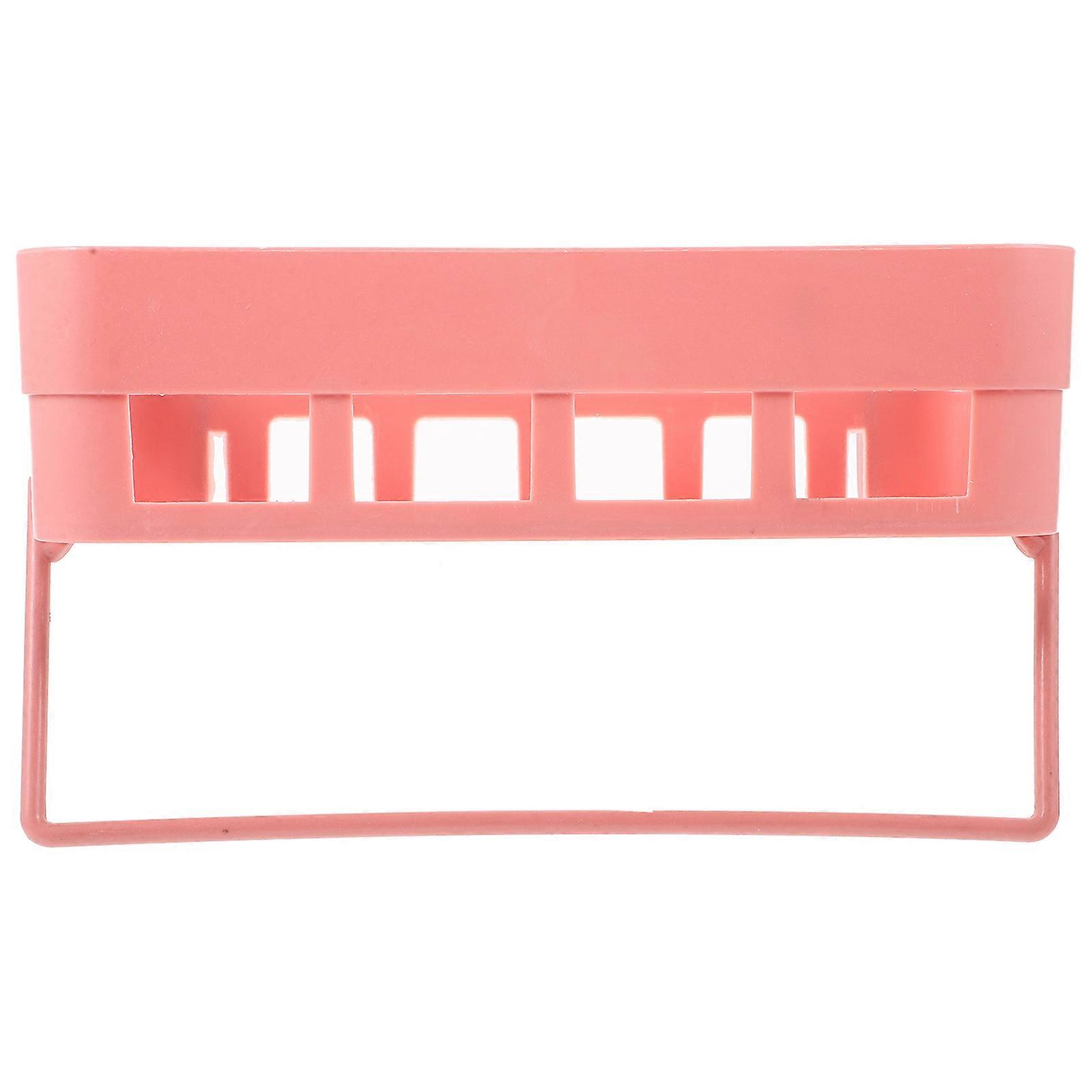Bathroom Organizer Basket Wall Mounted Adhesive Storage Rack with Towel for Bathrooms Large Capacity Nordic Pink 26 x 11 x 16.5 Cm 1Set