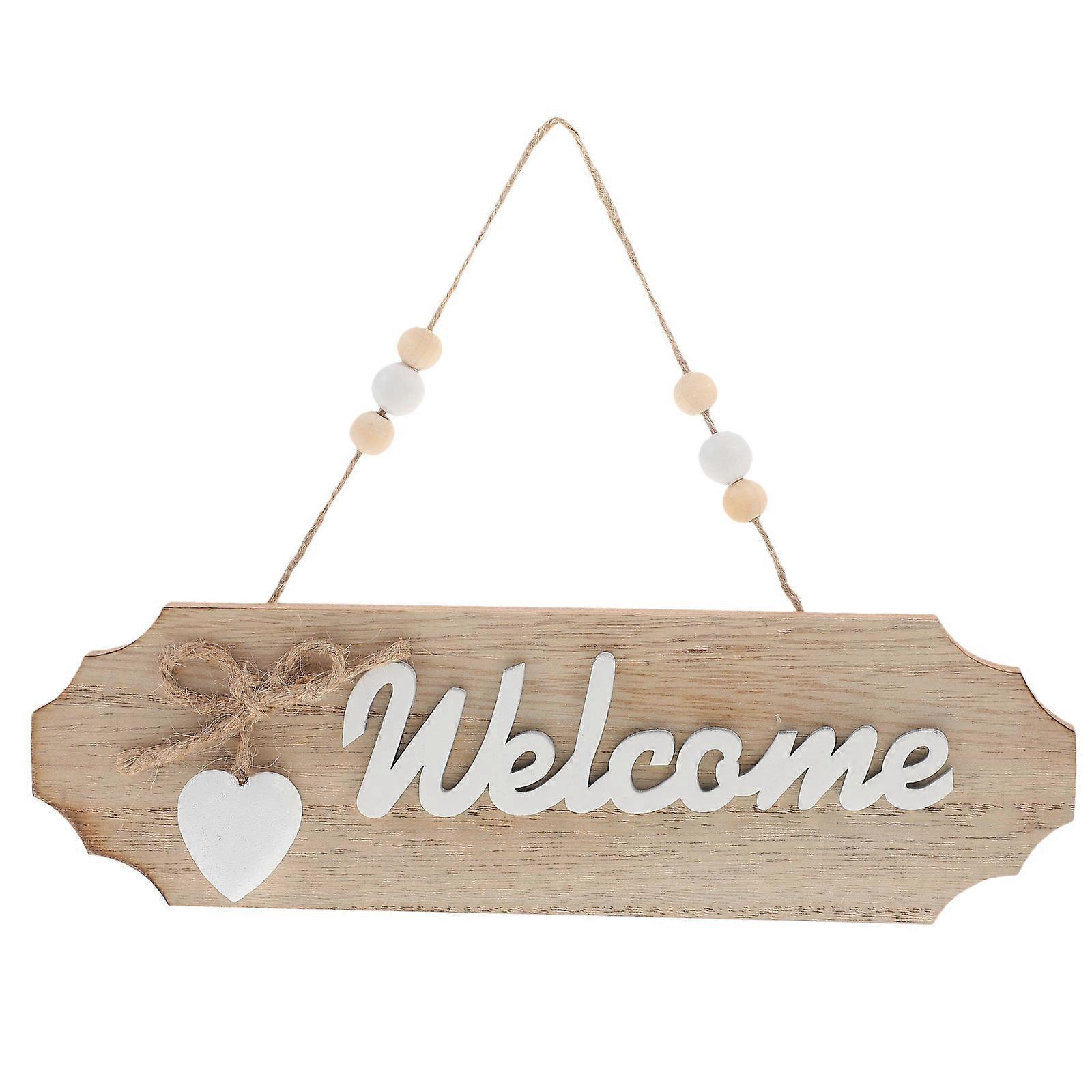 Multi Color Wooden Welcome Sign for Home Decor with Unique Design and Hanging Rope 15.5 x 6.5 Inches