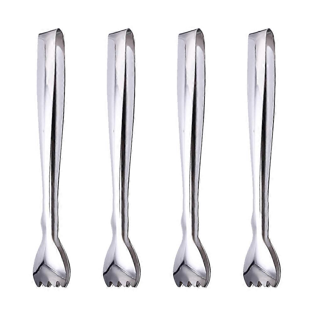 Stainless Steel Ice Cube Tongs Set of 4 – Practical Food Clamps for Cocktails, Whiskey, Iced Drinks, Buffets, BBQs & Parties – Easy Handling Design