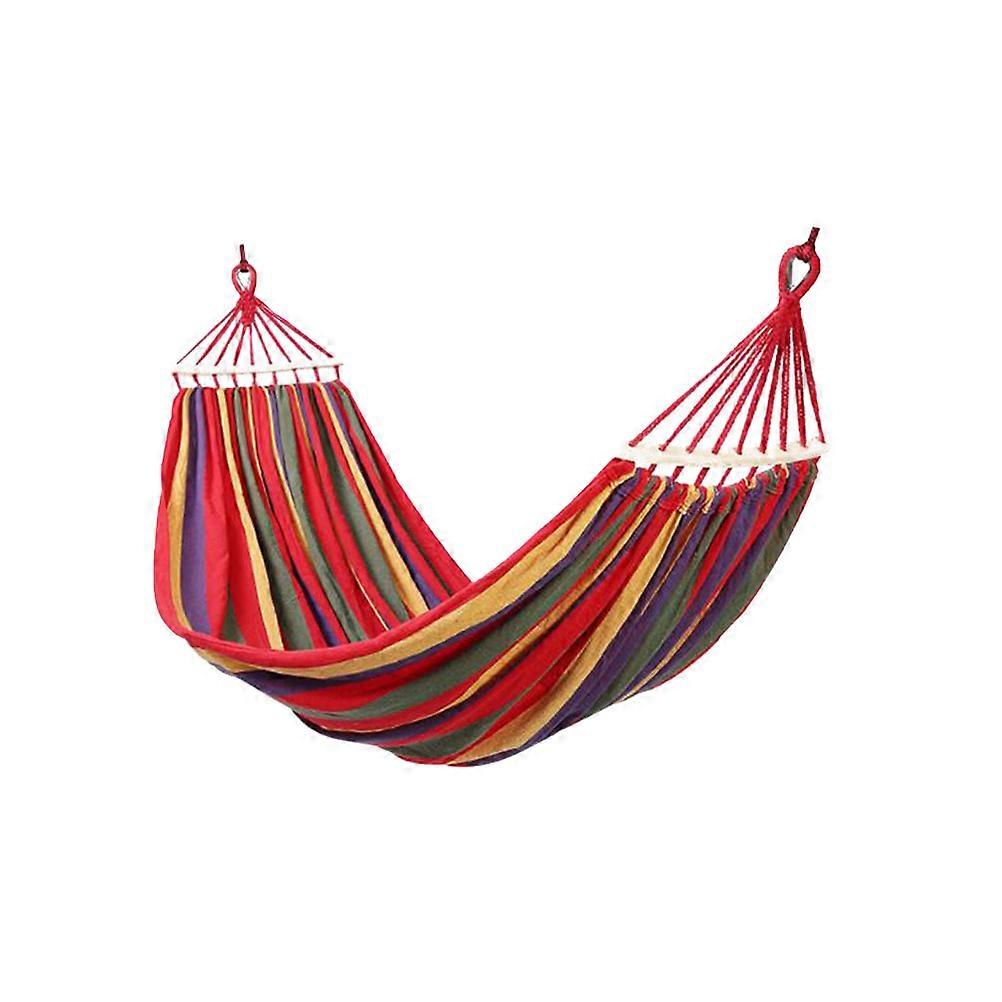 Camping Hammock For Families Curved Wood Rainbow Color 1.5m Width 2-3m Total Length Portable 1Set