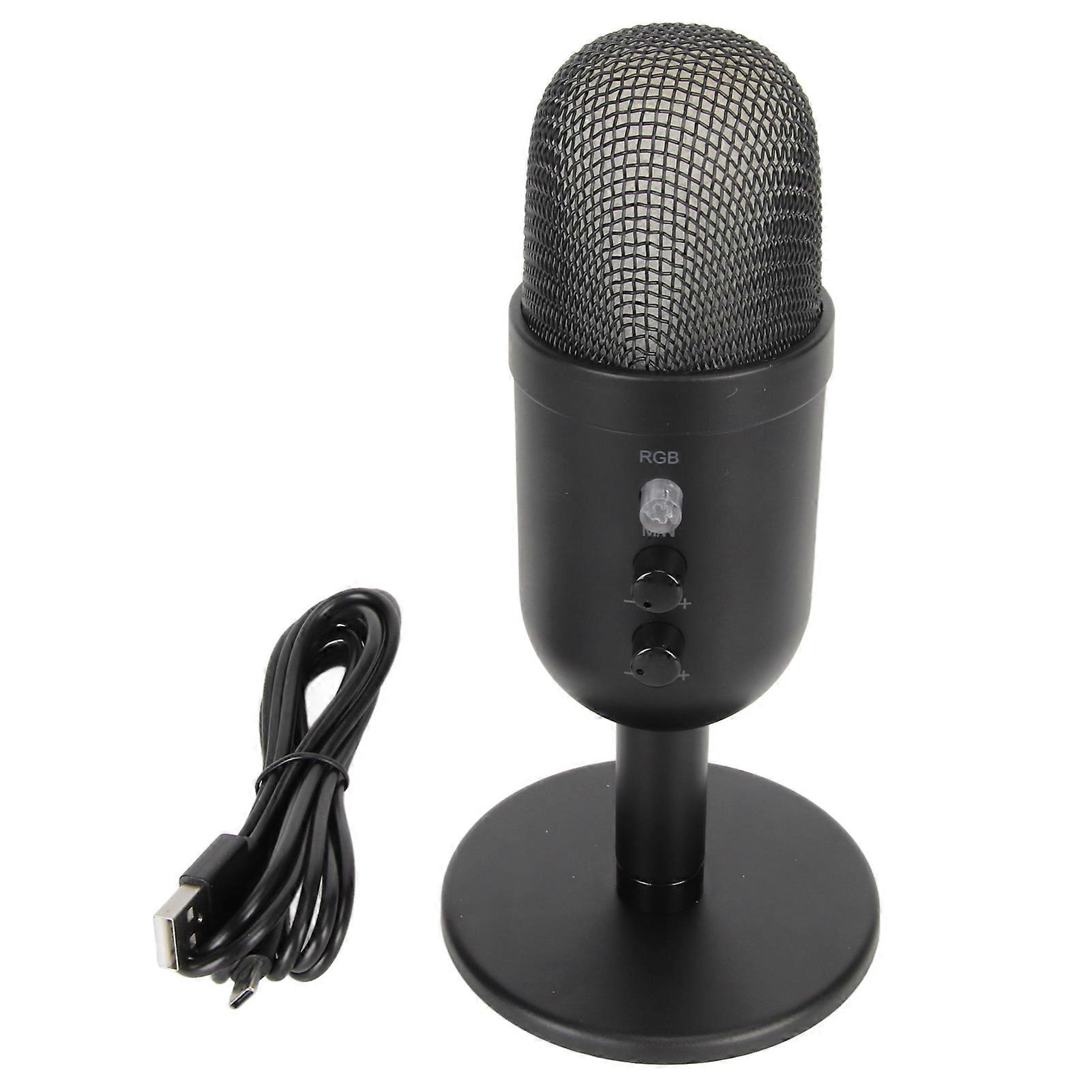 USB Condenser Microphone with Noise Cancelling and RGB Light, with Reverb Processing, for OS X, Windows and PS4