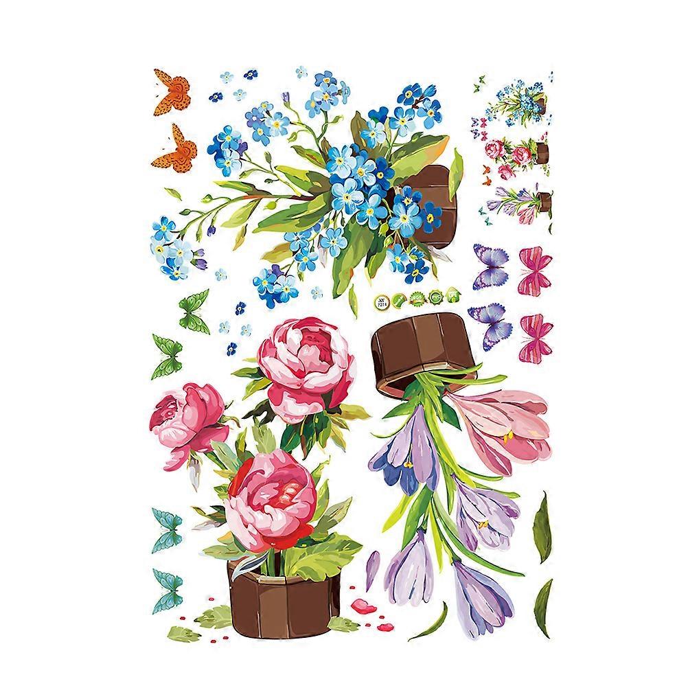 Flower Wall Stickers Removable Free Combination Multi Colored 70 X 50 X 0.1 Cm 1Set