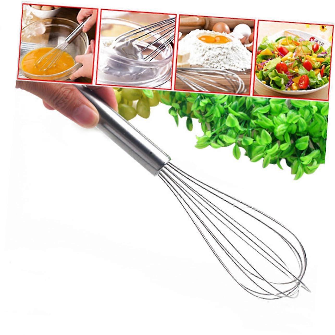 Set of 3 Manual Milk Frother Kitchen Utensils Stainless Steel Whisk Butter Cream Mixer Egg Foam Whisk Handy Balloon Milk Frother Cooking Utensils