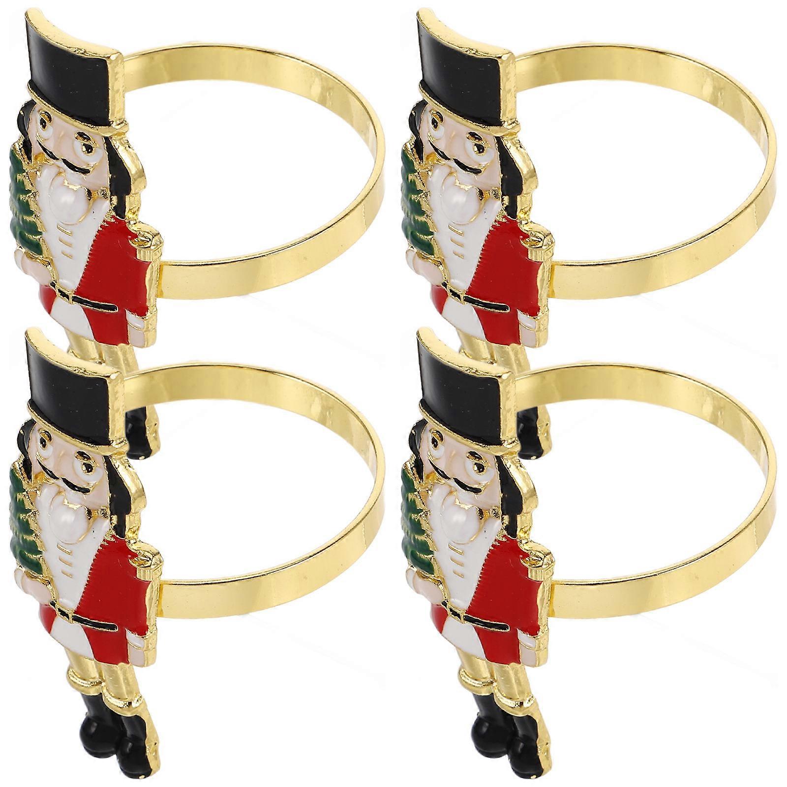 Christmas Napkin Holder Nutcracker Shape Table Centerpiece Decor Multi Color 4Pcs