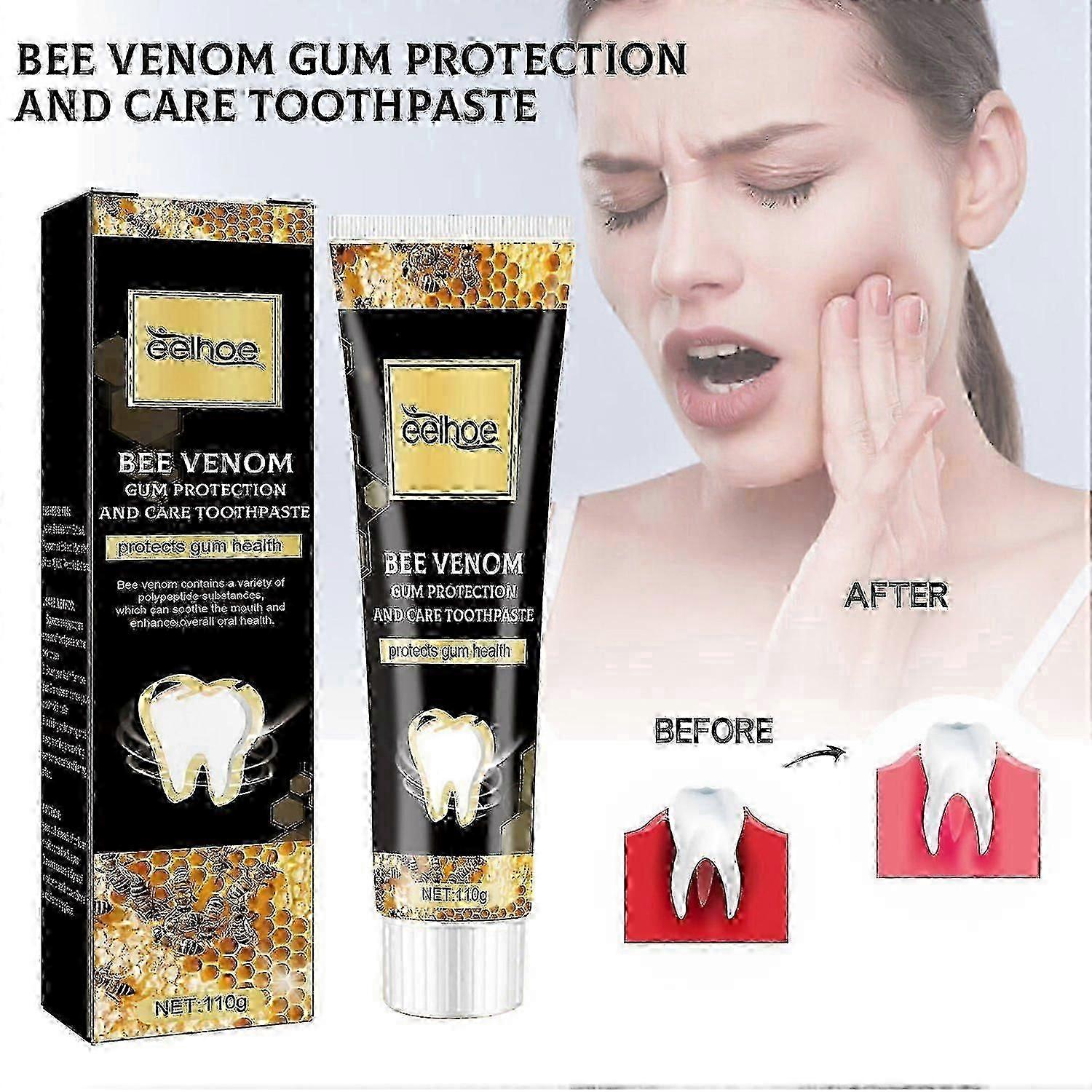 EELHOE Bee Venom Gingival Toothpaste, Cleaning Stains Breath Fresh Whitening Toothpaste