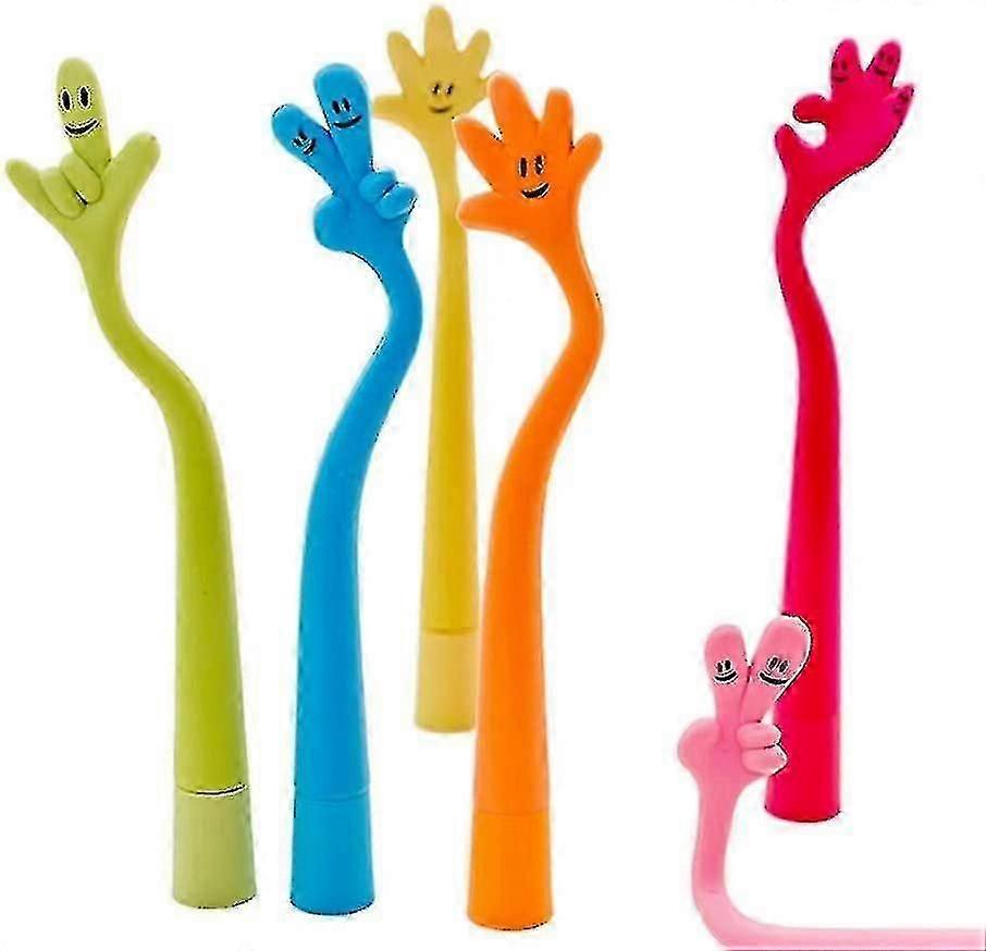 Bükülebilir Tükenmez Kalem Bükme El Hareketi Tükenmez Kalem Bükmek İçin Ücretsiz Sevimli Karikatür Silikon Jest Tükenmez Kalem, 0.7mm Siyah Mürekkep, 6 Adet / set